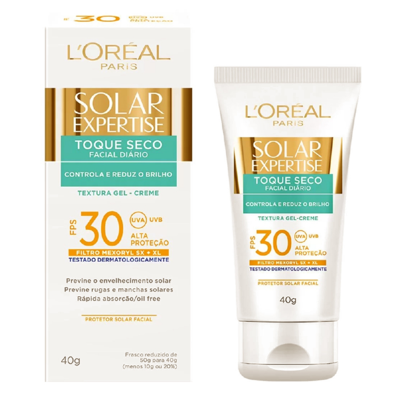 PROTETOR SOLAR FACIAL L'ORÉAL EXPERTISE TOQUE SECO FPS30 40G