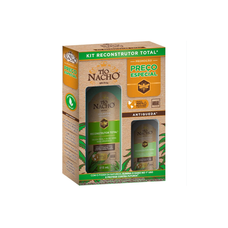 KIT TIO NACHO RECONSTRUTOR SHAMPOO 415ML+CONDICIONADOR 200ML