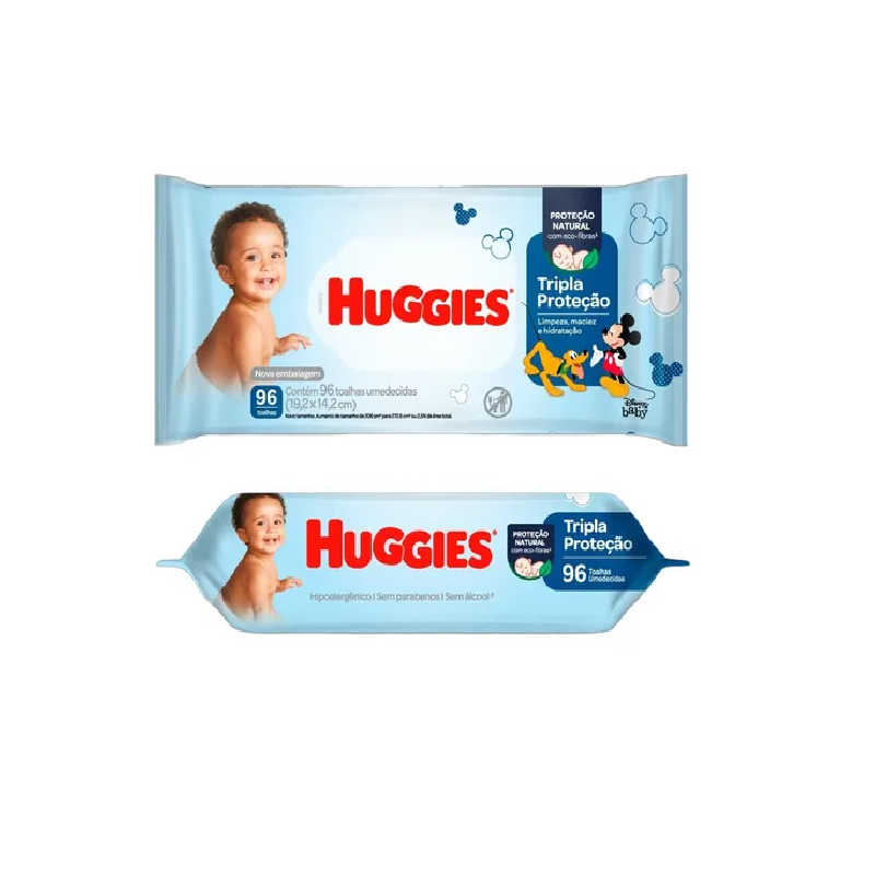 TOALHAS UMEDEDECIDAS HUGGIES TRIPLA PROTEÇÃO COM 96 TOALHAS