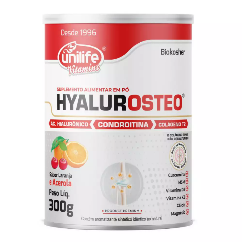 HYALUROSTEO SABOR LARANJA COM ACEROLA COM 300 GRAMAS UNILIFE