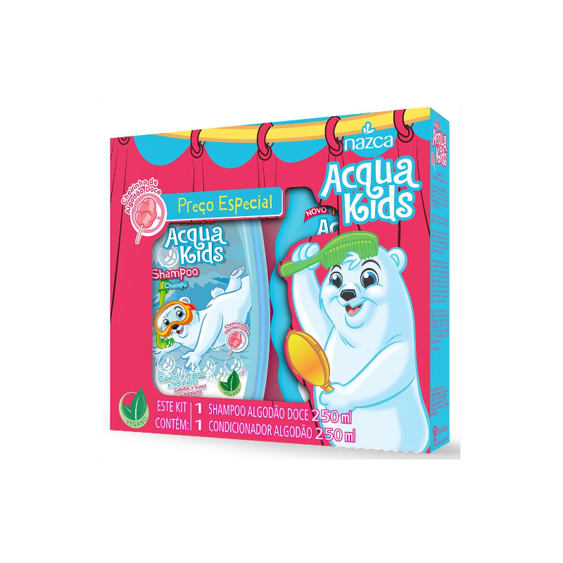 KIT ACQUA KIDS SHAMPOO CONDICIONADOR ALGODÃO DOCE 250ML