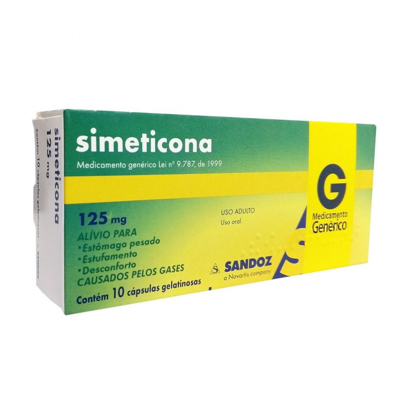 SIMETICONA 125MG COM 10 CAPSULAS SANDOZ