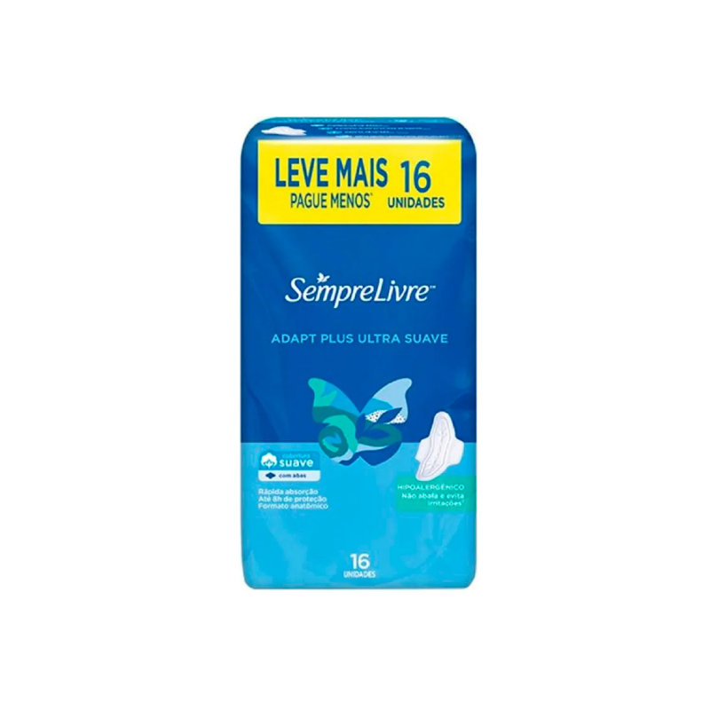 ABSORVENTE SEMPRE LIVRE ADAPT PLUS SUAVE COM ABAS COM 16 UNI