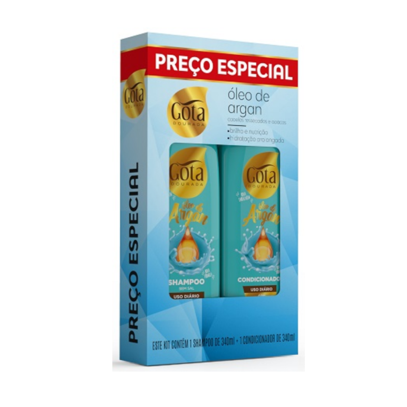 KIT GOTA DOURADA SHAMPOO +CONDICIONADOR  OLEO DE ARGAN