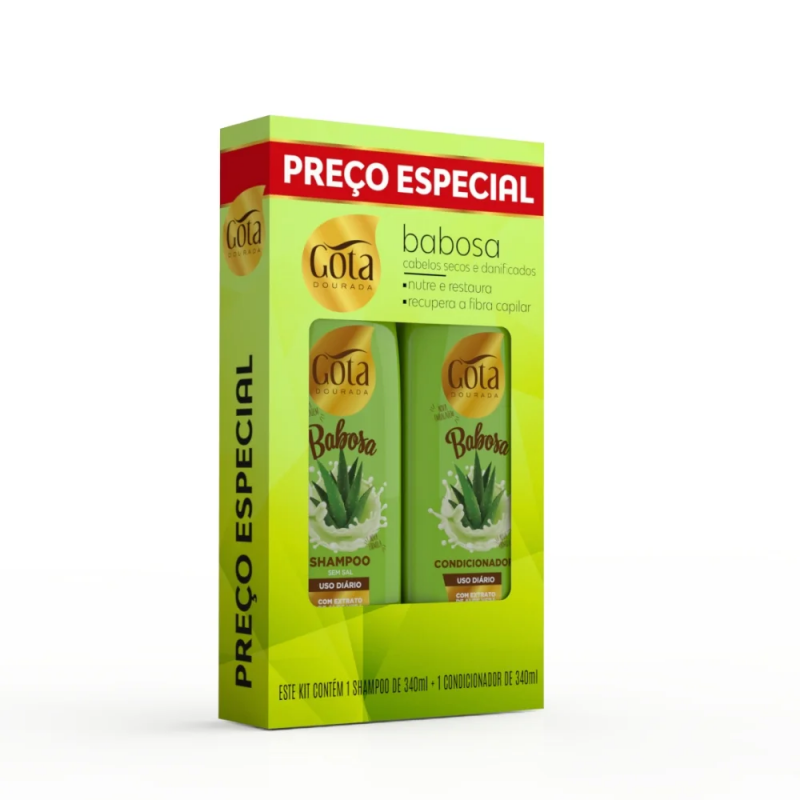 KIT GOTA DOURADA SHAMPOO +CONDICIONADOR BABOSA