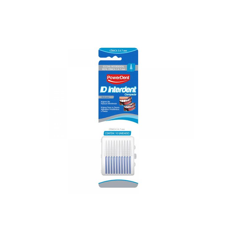 ESCOVA DENTAL POWERDENT ID INTERDENT REFIL CÔNICA COM 10 UN