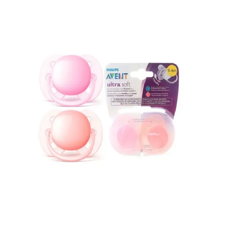 CHUPETA AVENT ULTRA SOFT LISA DUPLA 0-6 MESES MENINA 