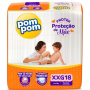 FRALDA POM POM PROTEK 12H DERMA JUMBO XXG 18 UNIDADES