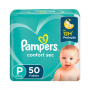 FRALDA PAMPERS CONFORT SEC P COM 50 UNIDADES