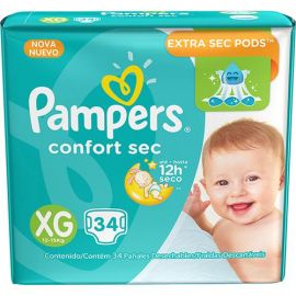 FRALDA PAMPERS CONFORT SEC XG 34UNI