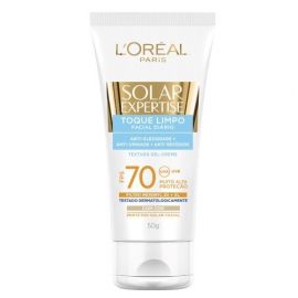 PROTETOR SOLAR FACIAL L'ORÉAL EXPERTISE TOQUE LIMPO FPS70 50G COM COR